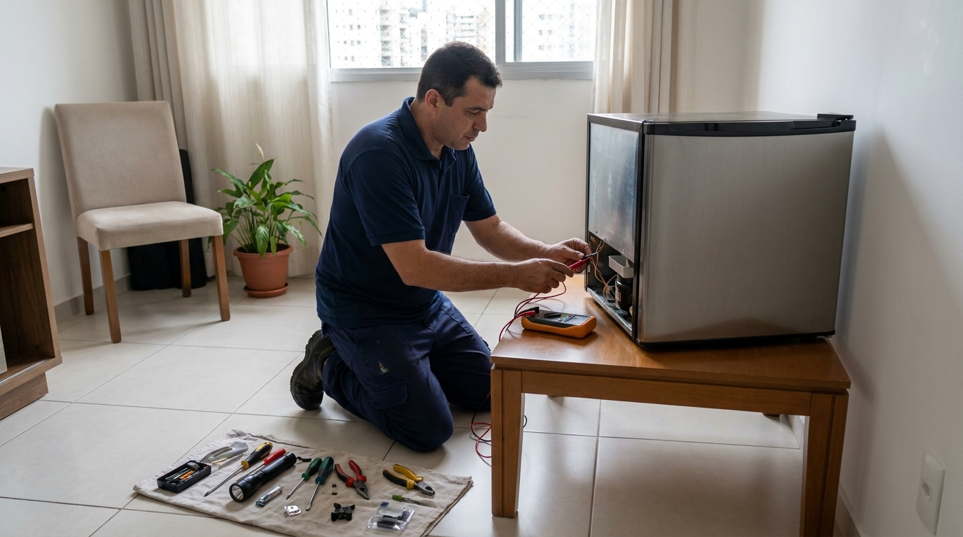 Técnico de conserto de frigobar em residência em São José do Rio Preto‑SP